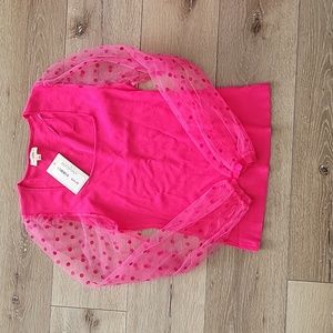 NWT! ee:some polka dot square neck top, size large